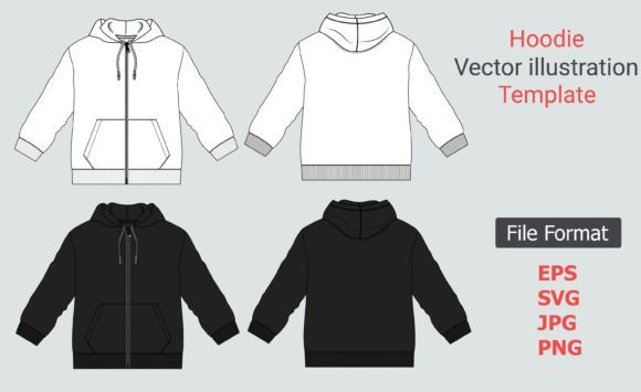 Black, White Color Hoodie Svg Template: Design Assets
