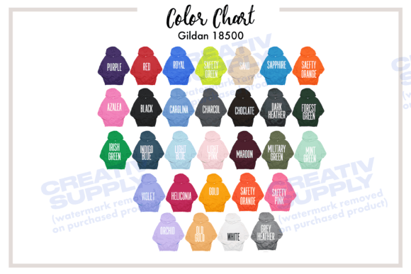 Color Chart for Gildan 18500 Hoodie: Essential Etsy Mockup Guide