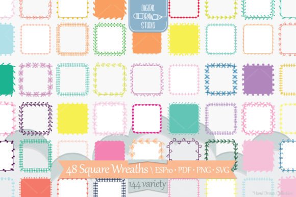 Color Square Wreaths: Elevate Your Designs with Hand-Drawn Borders