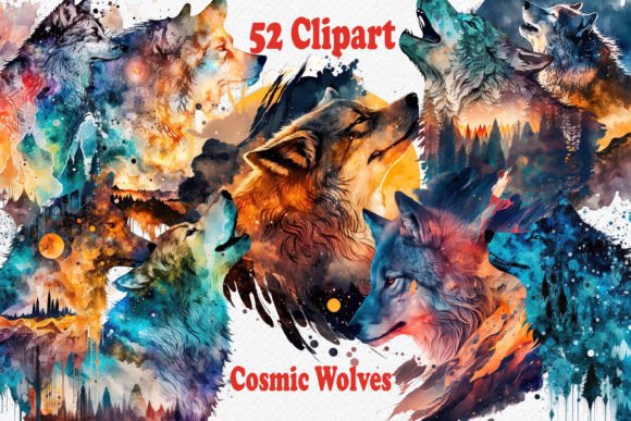 Cosmic Wolves Clipart: A Watercolour Guide for Designers