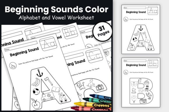 Ignite Phonics Skills with Alphabet Beginning Sounds Color Sheets