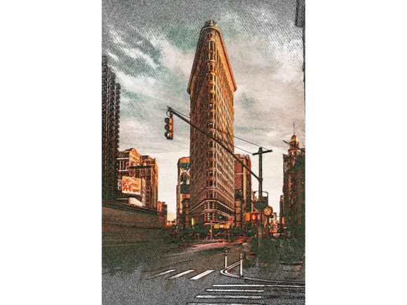 New York US Color Drawing: A Vibrant Design Asset
