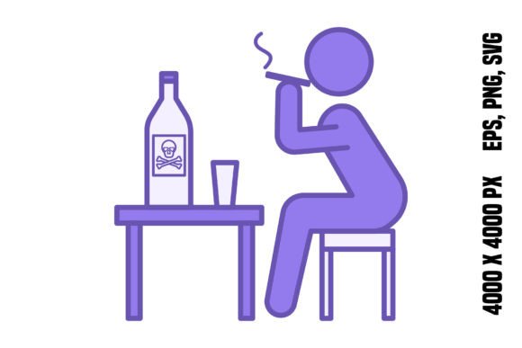 Unhealthy Lifestyle Color Icon: Bold Visuals for Modern Projects