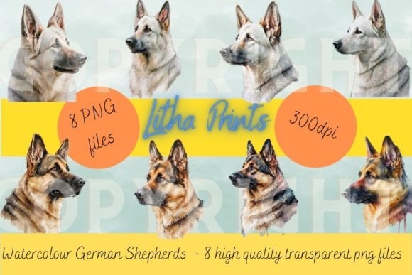 Watercolour German Shepherds: Artistry for Every Project