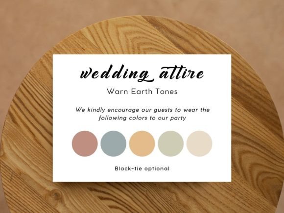 Wedding Party Attire Color Palette Card